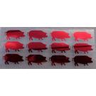 12 Buegelpailletten Schweine spiegel rot